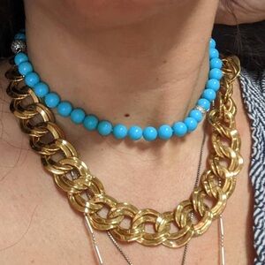 1980’s Vintage Heavy Gold Plated Chunky Double Curb Link Statement Necklace